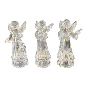 Vintage French Crystal Angel Trio, Sculptural Holiday Decor