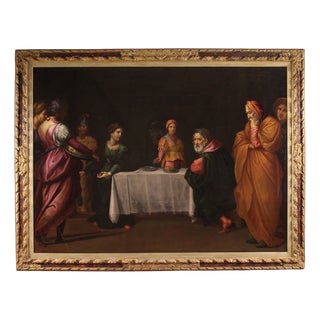 Italian Artist, Herod's Feast with Salome and the Head of John the Baptist, 17th Century, Oil Painting on Canvas, Framed For Sale