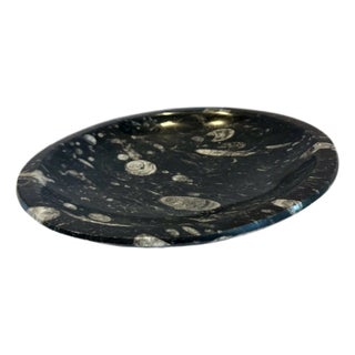 Handmade Moroccan Fossil Stone Serving Bowl For Sale