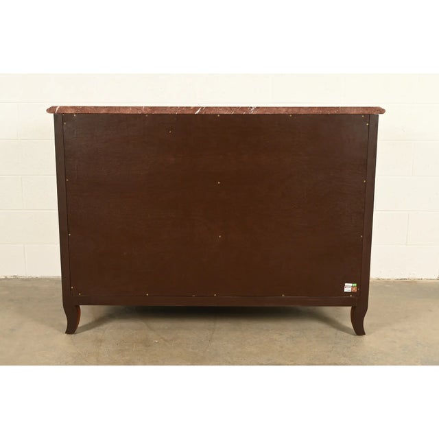 Ralph Lauren French Provincial Louis XV Carved Walnut Marble Top Commode or Chest of Drawers For Sale - Image 15 of 16