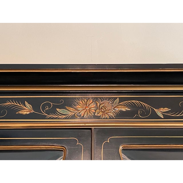 Vintage Karges Chinoiserie Style Bubble Glass Secretary Breakfront For Sale - Image 13 of 17