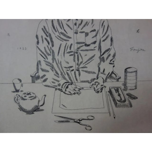 Tsuguharu Léonard Foujita, Self-Portrait at Work Table, Original Engraving For Sale - Image 5 of 8