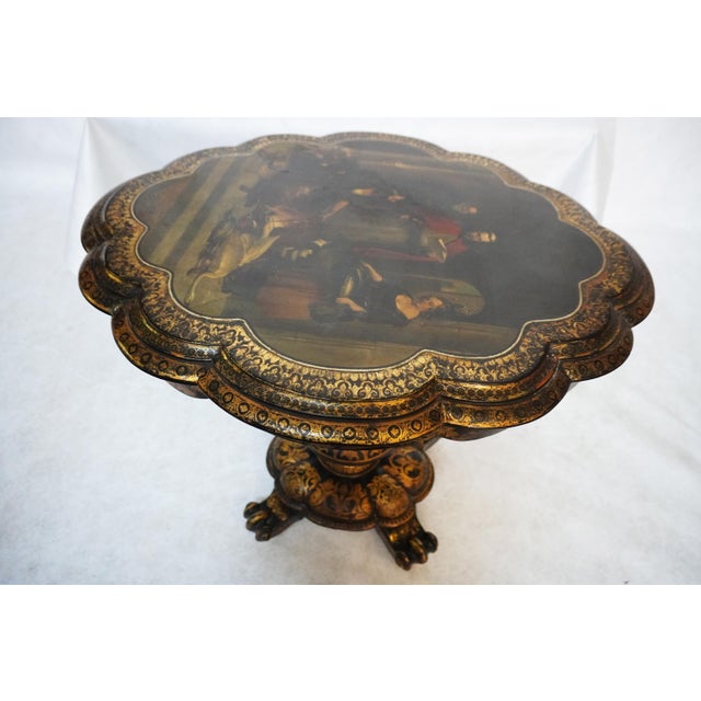 Wood 19th Century Victorian Papier Mache Tilt Top Table For Sale - Image 7 of 18