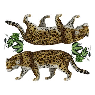 Leopard Seeing Double White Acrylic Rectangle Decorative Tray, Small For Sale