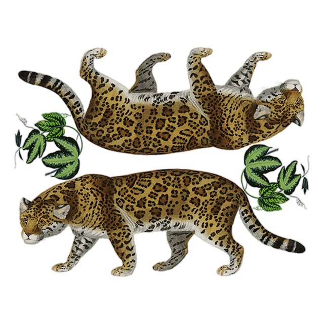 Leopard Seeing Double White Acrylic Rectangle Decorative Tray, Small For Sale