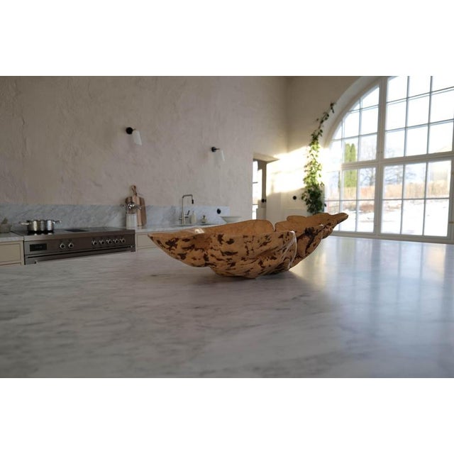 Large Swedish Folk Art Burl Curly Birch Bowl, 1980s For Sale - Image 6 of 16