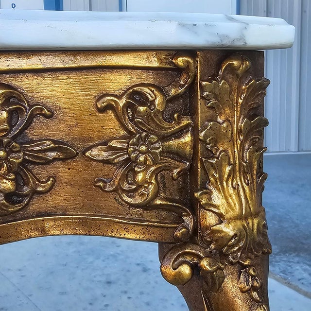 1940s Italian Marble Giltwood & Marble Console Tables-a Pair For Sale - Image 16 of 18