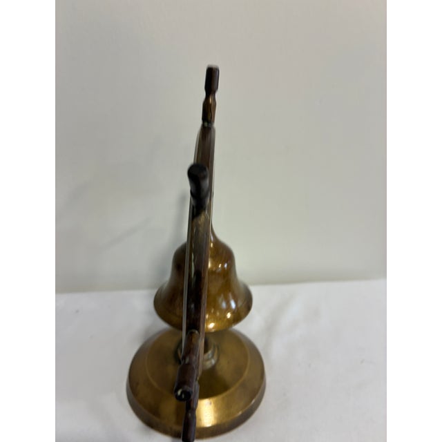 Metal Vintage Brass Ship Wheel Bell on Stand, Nautical Accent For Sale - Image 7 of 9