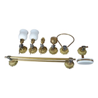 Art Deco French Bronze Bathroom Fixture Set with Fist Motifs, 1930s, Set of 7 For Sale