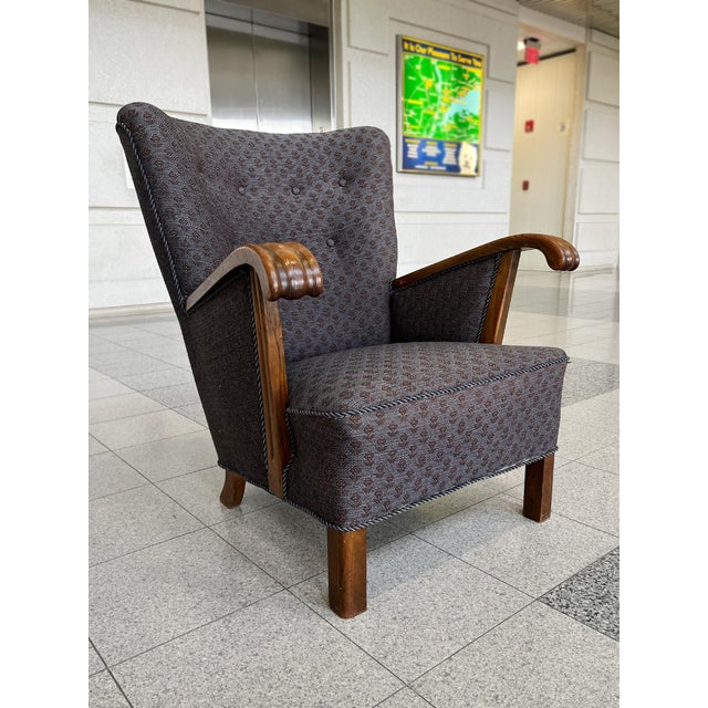 Mid-Century Modern 1950s Danish Wingback Armchair in the Style of Alfred Christensen For Sale - Image 3 of 12
