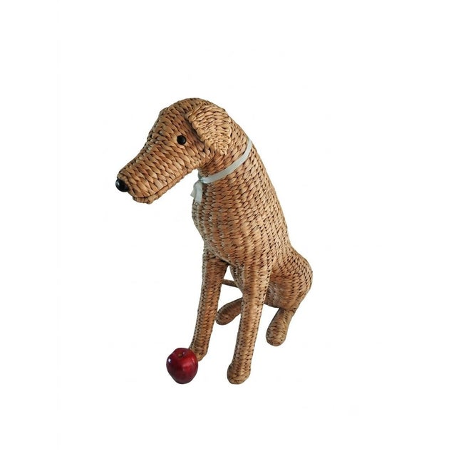 Tan Large 27" Life-Size Hand-Woven Wicker Airedale Terrier Sculpture — Made in the Philippines For Sale - Image 8 of 12