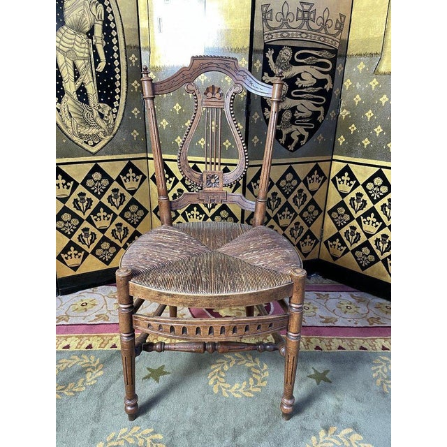Provencal Lyre Straw Chairs, Set of 6 For Sale - Image 5 of 7