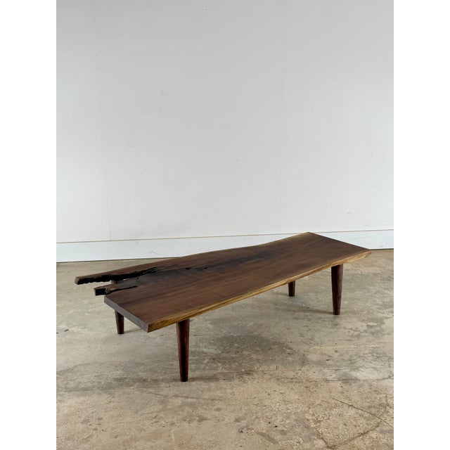 Handcrafted Live-Edge Walnut Coffee Table With Natural Insect Detailing For Sale - Image 4 of 5