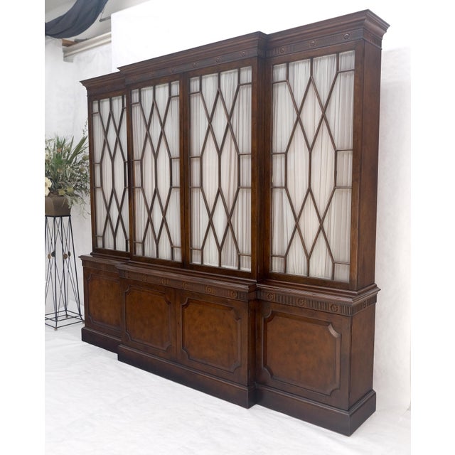 Wood Large 8' Wide Mahogany Two Part individual Glass Panels Breakfront MINT For Sale - Image 7 of 12
