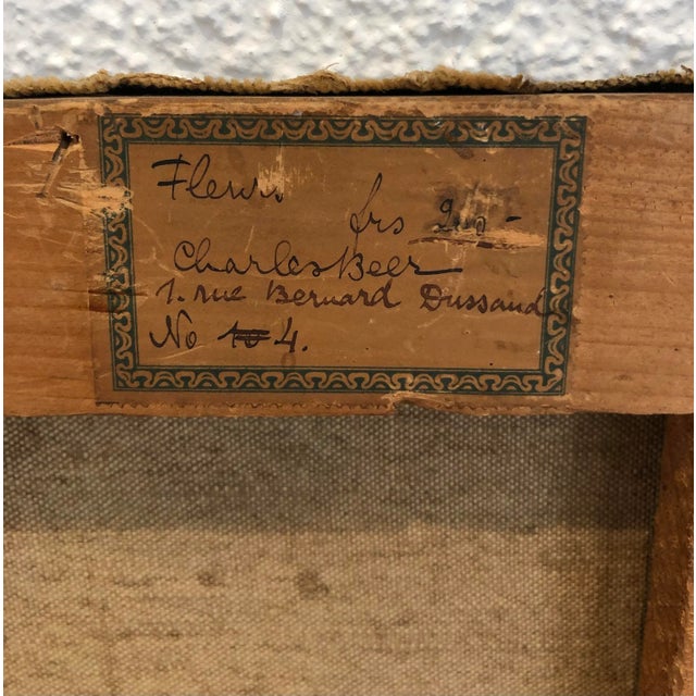 Charles Beer, Bouquet of Flowers in Vase on an Armchair, 1920s, Oil on Canvas For Sale - Image 9 of 10