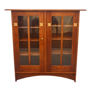 Stickley Mission Harvey Ellis Bookcase With Inlay For Sale