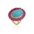 VR Jewels 14k Yellow Gold 9.1ct Oval Cabochon Turquoise & Diamond Ruby Ring Size 6 For Sale - Image 4 of 18