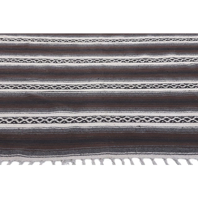 Vintage Striped Indian Kilim Rug - 04'09 X 05'11 For Sale - Image 4 of 9