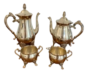Antique Edwardian Silver Plated Four Piece Tea Set, 1910, Set of 4