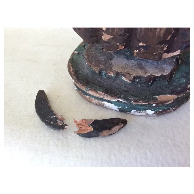Wood Early Antique Christian Religious Santos, Nun, European Relic For Sale - Image 7 of 7