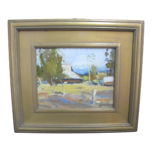 Eric Jacobsen Plein Air Farm Landscape the Hay Barn Gilt Frame Oil Painting