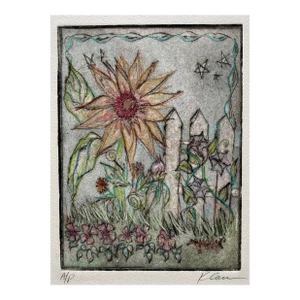 1970s Floral Landscape Color Etching