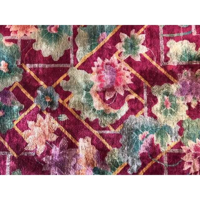 Antique Art Deco Floral Chinese Rug For Sale - Image 9 of 10