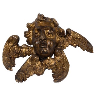 18th Century Wooden Gilded Angel Heads, Set of 2 For Sale