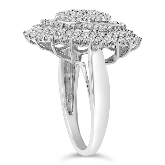 Haus of Brilliance Sterling Silver 2.0 Cttw Diamond Oval Halo Cocktail Ring - Size 6 For Sale - Image 4 of 6