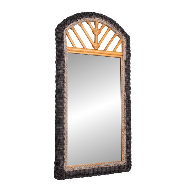1970s Vintage Italian Wall Mirror in Rattan and Wicker, 1970s For Sale - Image 5 of 7