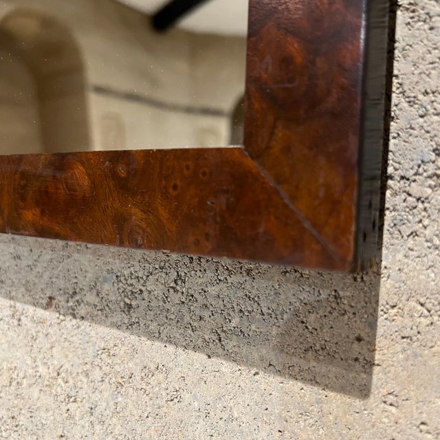 Milo Baughman 1970s Wall Mirror Framed in Burlwood After Milo Baughman For Sale - Image 4 of 10