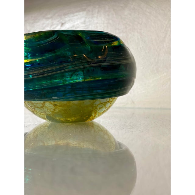 Mid-Century Modern Mdina Blue and Green Glass Ashtray, 1950s For Sale - Image 3 of 11