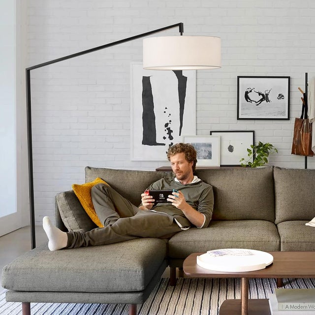 Stretch Arc Floor Lamp - 87", Matte Black, Step Switch, Sturdy Rectangular Base For Sale - Image 4 of 18