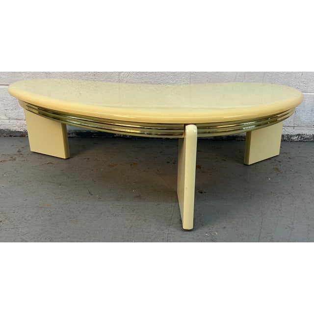 Mid 20th Century Modernist Lacquered Kidney Shaped Ivory Coffee Table For Sale - Image 9 of 10