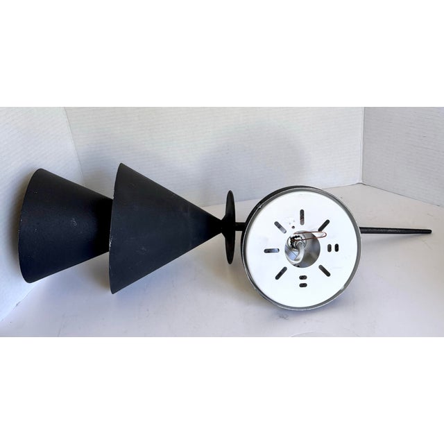 Black Visual Comfort “Cornet” Sconce by Christiane Lemieux, Black Double Cone Wall Light For Sale - Image 8 of 12