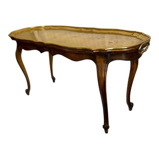 French Baroque Style German Brass Tray Top Yale Burge Coffee Table. For Sale