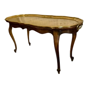 French Baroque Style German Brass Tray Top Yale Burge Coffee Table.