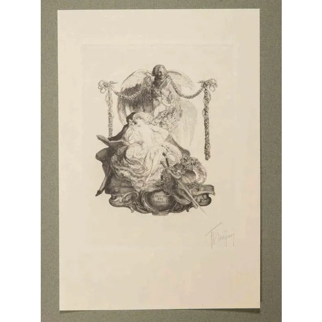 Héliogravure on japanese paper realized by Fraz von Bayros in 1913 for Ex Libris Verlag K. Th. Senger, Munich. Mounted on...