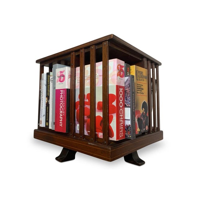 Antique Victorian Revolving Tabletop Bookcase with in-Lay Flame Mahogany For Sale - Image 9 of 15