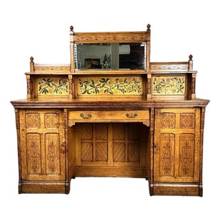 Antique Victorian Aesthetic Movement Oak Desk in Original Finish C. Late 19th Century For Sale
