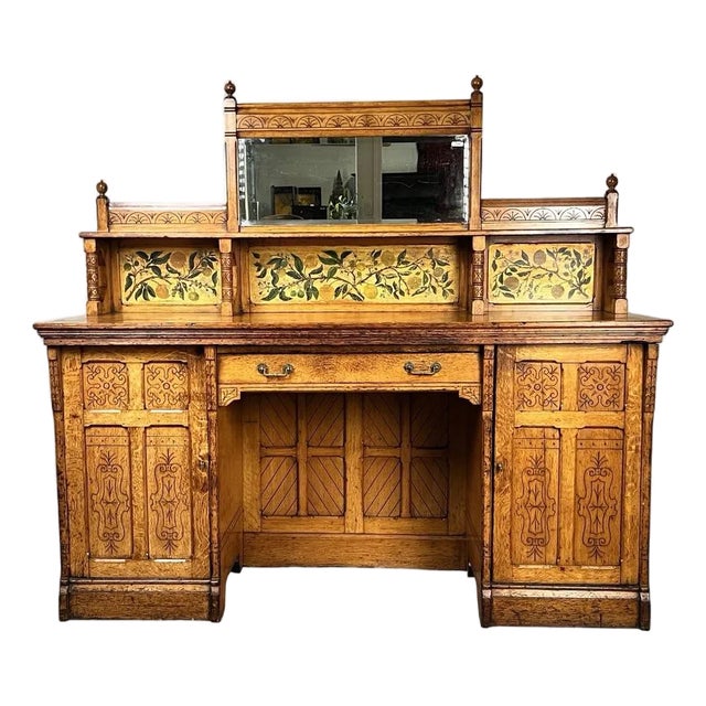 Antique Victorian Aesthetic Movement Oak Desk in Original Finish C. Late 19th Century For Sale