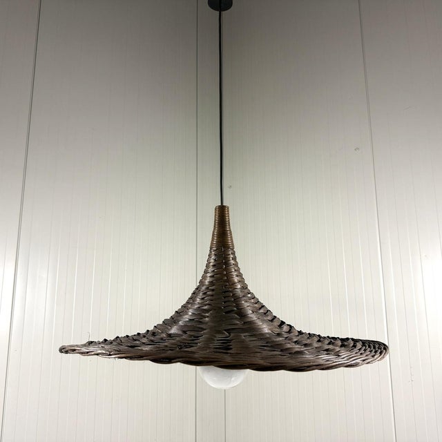 Vintage Rattan Wicker Hanging Lamp, 1960s For Sale - Image 9 of 17
