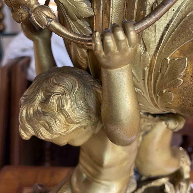 Antique French Gilded Table Clock, 1800s For Sale - Image 6 of 9