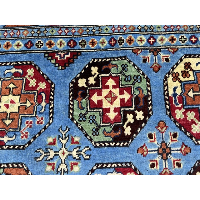 Blue Bokhara Wool Area Rug With Tribal Gul Motifs, 6'6" X 10'5" For Sale - Image 10 of 15