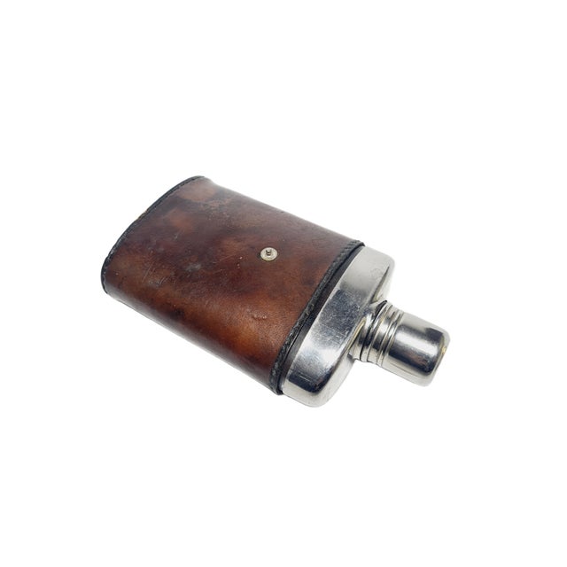 Metal Art Deco French Glass Flask, 1950s For Sale - Image 7 of 10