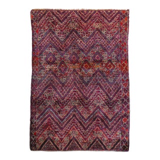 Garnet and Magenta Midcentury Wool Zayane Rug 5'10 X 8'9 For Sale