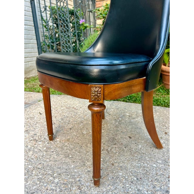 Mid 20th Century Vintage Hollywood Regency Black Side Chair With Brass Handle For Sale - Image 5 of 10