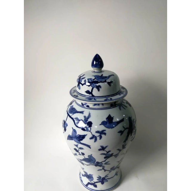 2020s Chinese Blue and White Decorative Porcelain Ginger Jar With Birds on Tree For Sale - Image 5 of 11