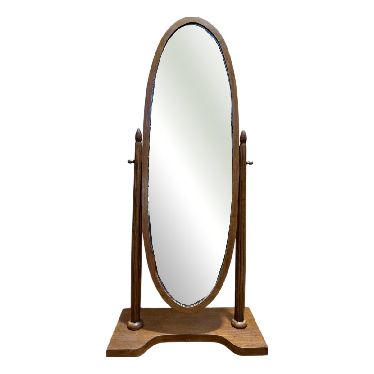 Art Deco Cheval Glass and Beveled Glass Mirror | Chairish
