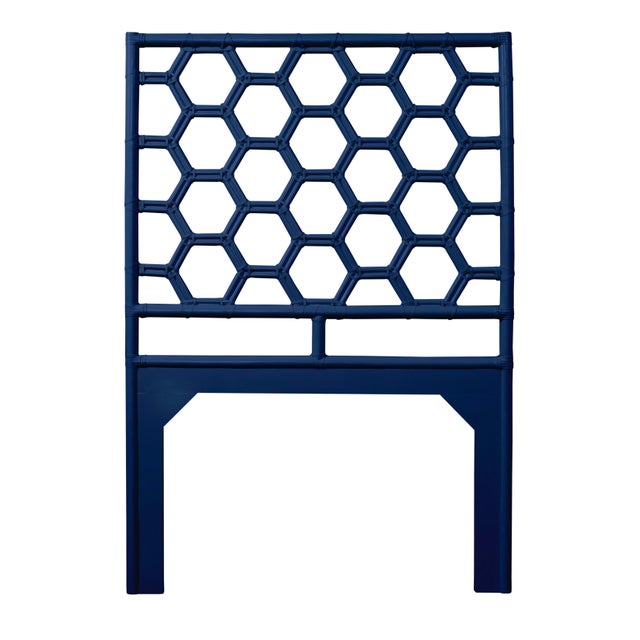 Coastal Honeycomb Platform Bed Twin, Navy Blue For Sale - Image 3 of 7